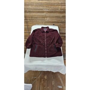 Forecaster Sport Womens Burgundy Fleece Full Zip Jacket Drawstring Waist Size L